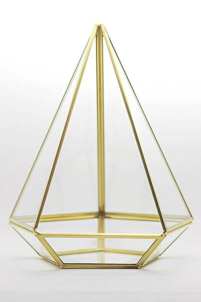 El Crea Designs 27x22x22cm Pirinç Gold Brass Çikolata Kutusu Geometrik Terary...