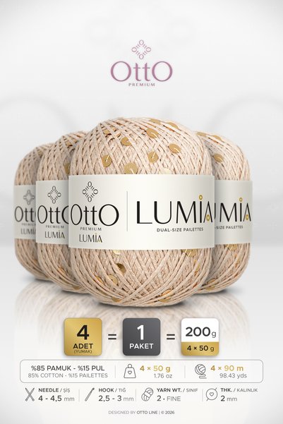 OTTO LINE LUMIA • Paiete bej-aurii (9460) • Pachet de 4 × 50 gr / 90 m • Fir ...