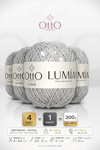 OTTO LINE LUMIA • Ανοιχτό Γκρι-Ασημί (9415) • Πακέτο 4 τεμαχίων × 50 γρ / 90 ...