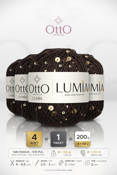 OTTO LINE Lumia • Brown-Gold Sequin (9463) • 4-Pack × 50 Gr / 90 m • 3+6 mm D...