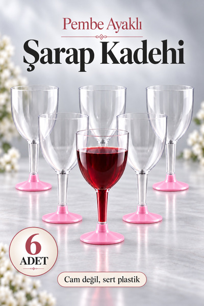 Ezupack 6'lı PLASTİK Pembe Bride To Be Partisi Kadeh Şarap Bardağı Bekarlığa Veda Düğün, Parti, Davet