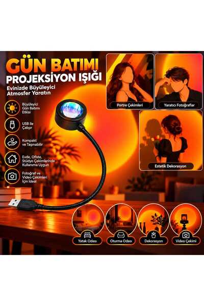 Mighty Sunset Color USB Projector Night and Desk Lamp Photography Light Decor...