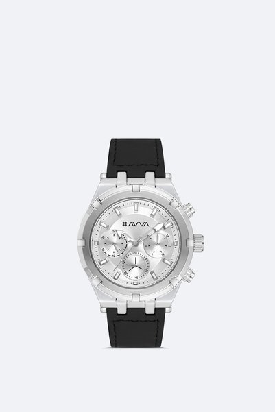 Avva Men's Black Leather Watch B009054