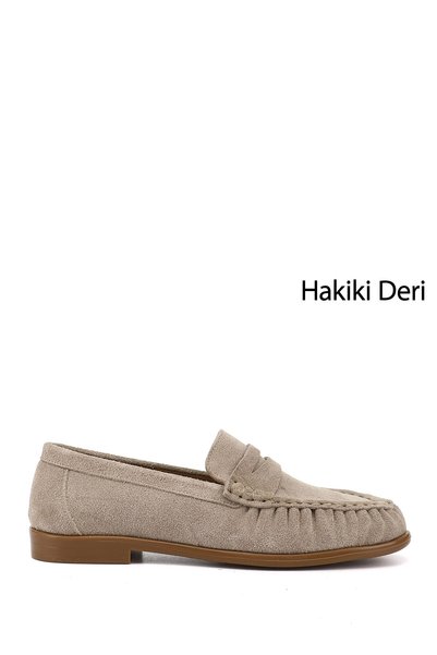 GÖNDERİ(R) Women's Sand Suede Genuine Leather Comfort Loafer