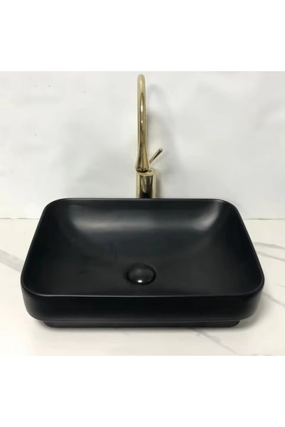 Generic Rectangular Ceramic Wash Basin Black 51x37x14 cm
