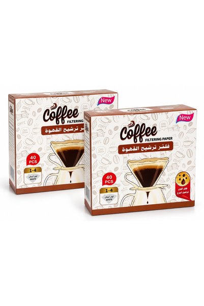 Generic Brand فلاتر قهوة ورقية مخروطية V60 - 80 فلتر (عبوتان × 40 قطعة) لتحضي...
