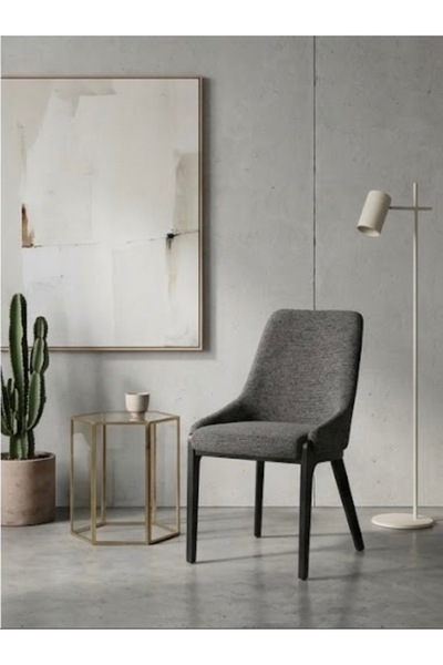 IN HOME STORE كرسي سفرة مودرن بتصميم أنيق وقماش رمادي فاخر