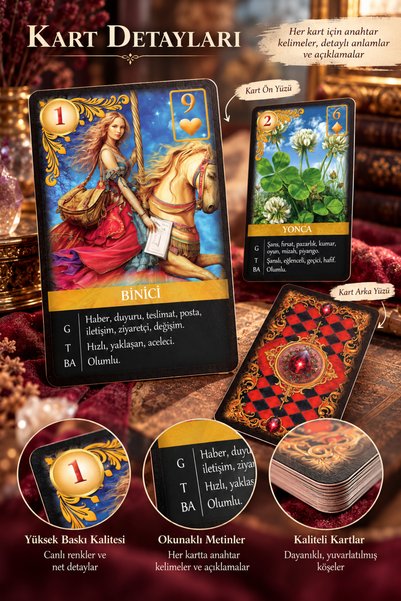 İkilem Yayınevi Mistik Düşler Lenormand Destesi / 39 Kart Açıklamalı Tarot Kehanet Deste