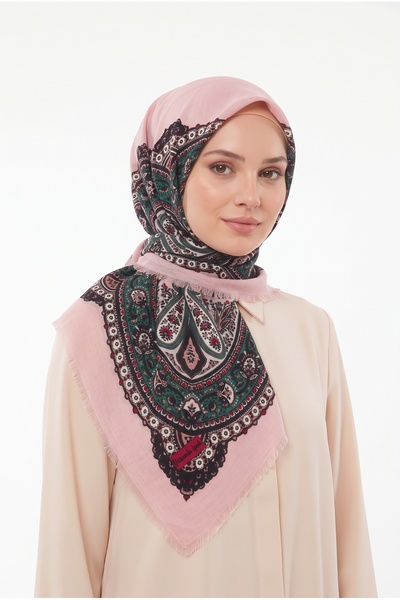 hadiora Women's Light Pink Ethnic Patterned Flared Scarf