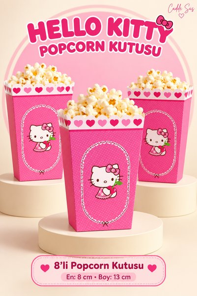 Cadde Süs Hello Kitty Themed Popcorn 8-Piece Corn Box
