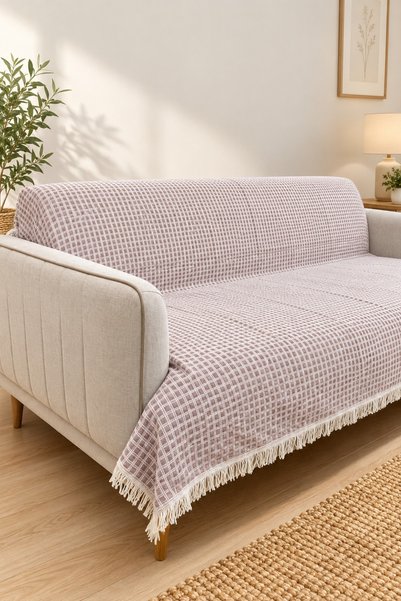 Mandaş غطاء مقعد من القطن المضاد للانزلاق من الجيل الجديد (170x220) - أحمر داكن