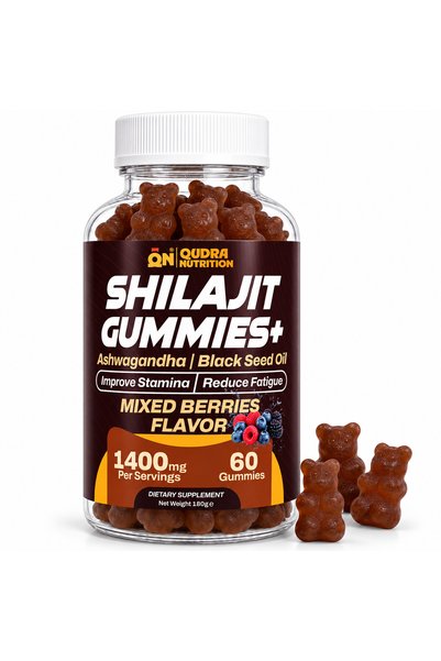 Qudra Nutrition Shilajit Gummies+ 1000mg with Black Seed Oil, Mixed Berries, ...
