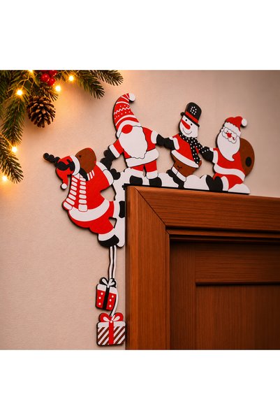 Decorius Yılbaşı Temalı Kapı Süsü - Yılbaşı Kapı Köşe Süsü | Noel Baba, Karda...