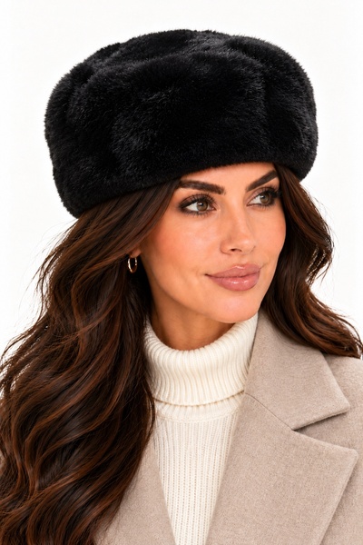 Axesoire 14626 Rus Tarzı Siyah Peluş Kalpak Şapka