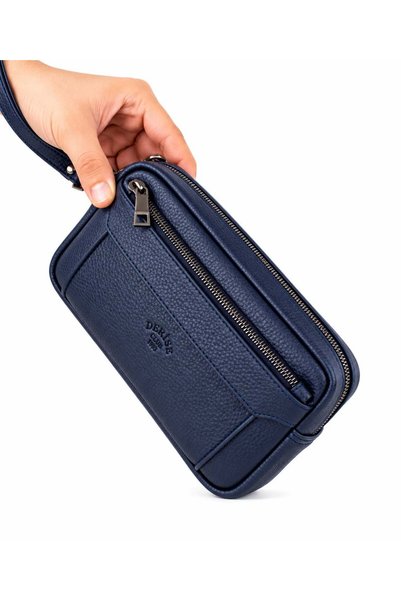 deri,se club Men's Navy Blue Luxury Handbag with Belt and Bracelet
