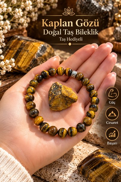 beautifulnaturelstones Tiger's Eye Natural Stone Unisex Bracelet 8 mm (Evil E...