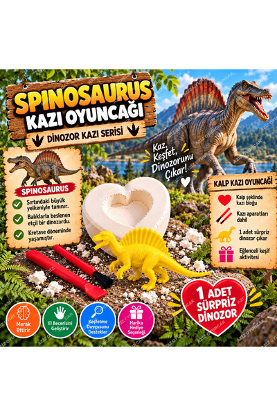 AZİZ OYUNCAK 🦖 💛   Spinosaurus Dinosaur Heart Excavation Toy - Archaeologic...