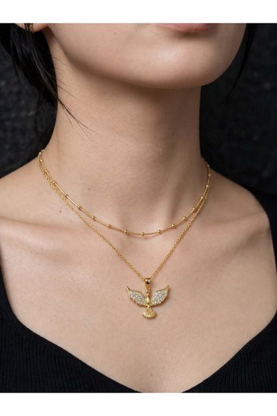 Redhead Şık Zirkon Taşlı Çoklu Kombin Anka Kuşu Paslanmaz Çelik Kolye