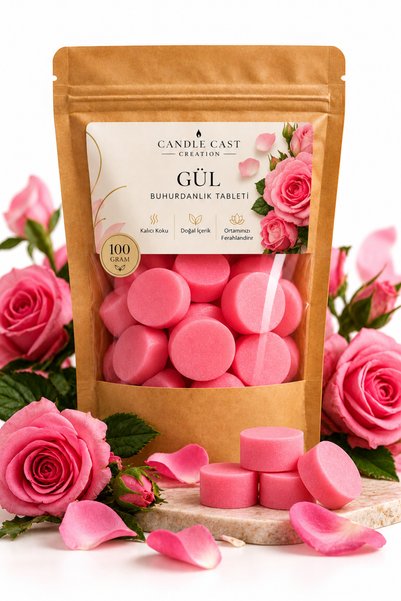 CandleCastCreation Gül Kokulu Buhurdanlık Koku Tableti – Kokulu Wax Melt Arom...