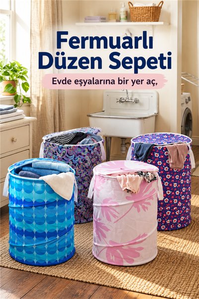 mucit home Fermuarlı Oyuncak Ve Kirli Sepeti -Hava Alır Koku Yapmaz
