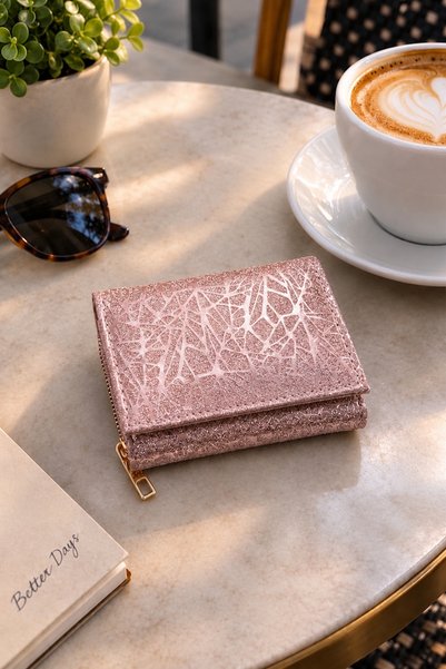 SHIKIRTI BAG STORE Women's Wallet Card Holder with Glittery Zipper and Snap F...