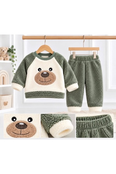 EFEYOO 2-Piece Unisex Baby Set with Bear Embroidery, Welsoft Fleece Cotton Ba...