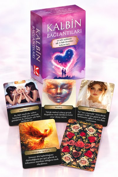 İkilem Yayınevi Kalbin Bağlantıları / 90 Adet Açıklamalı Aşk ve İlişki Durumları Tarot Kehanet Kartı