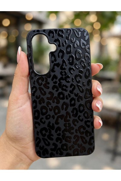 Samsung Galaxy A16 Uyumlu Lansman Siyah Leopar Desenli Telefon Kılıfı – Şık ve Zarif Tasarım