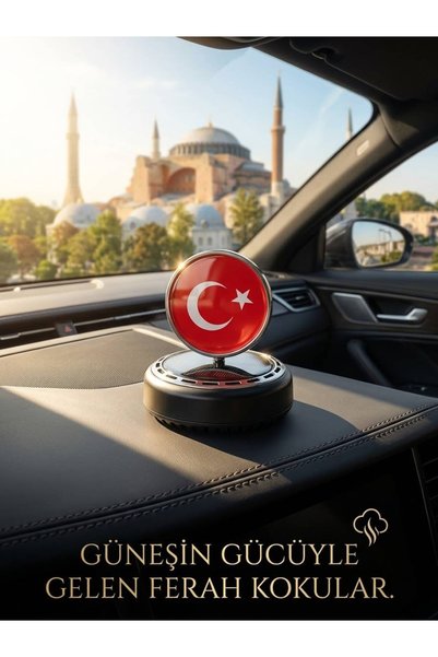 Store Araç İçi Güneş Enerjisiyle Dönen Türk Bayraklı Aromalı Koku. Araç İçi A...