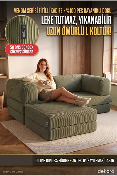Dekoro Axis 160x240 Modüler Takım 50 DNS Bondex Fitilli Kadife Yataklı Koltuk...