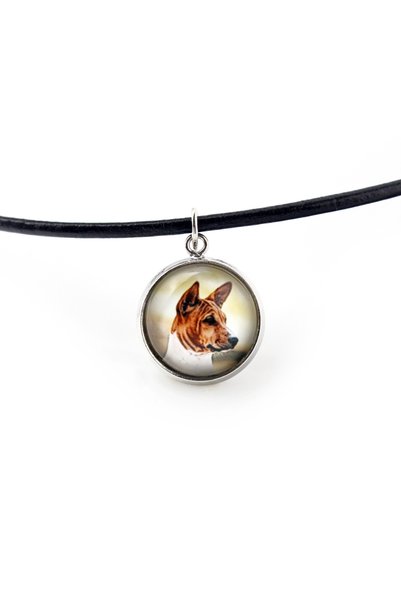Art - Dog Basenji, câine de pășuni african - pandantiv pentru colier cu fotog...