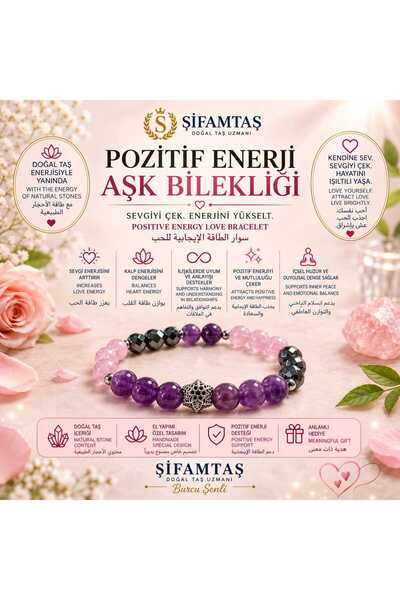 ŞİFAMTAŞ Pozitif Enerji & Aşk Doğal Taş Bileklik