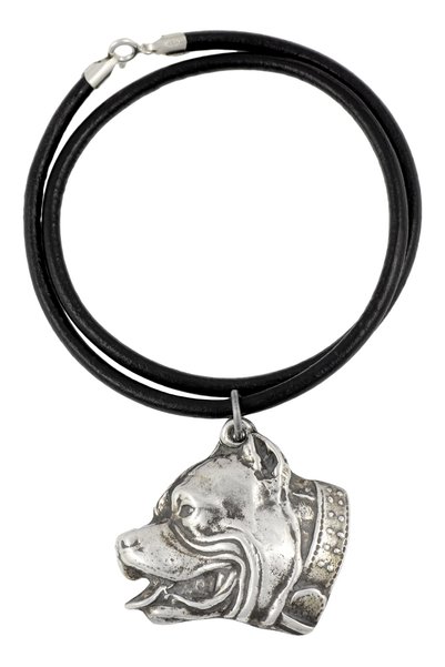 Art - Dog Pit Bull - Colier cu câine, pandantiv placat cu argint pentru iubit...