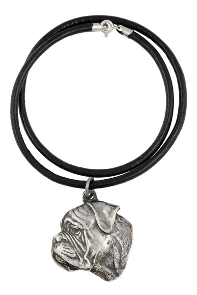 Art - Dog Bullmastiff IV - Colier cu câine, pandantiv placat cu argint pentru...