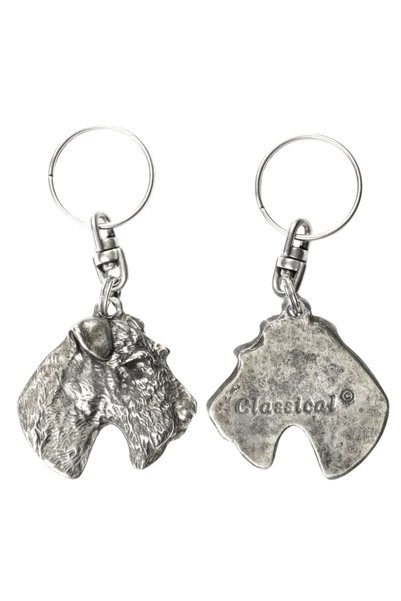 Art - Dog Fox Terrier Wire - Pandantiv placat cu argint cu un câine într-o cu...