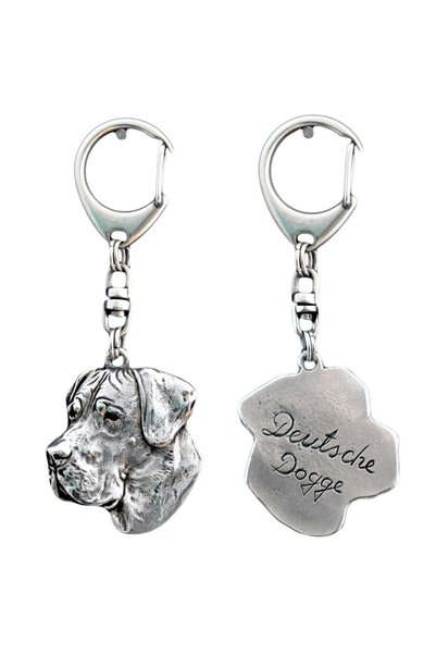 Art - Dog Dog German II - Breloc placat cu argint cu câine, decorațiune pentr...