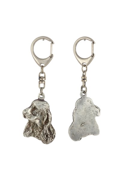 Art - Dog Cocker Spaniel Englez - Breloc placat cu argint cu câine, decorațiu...