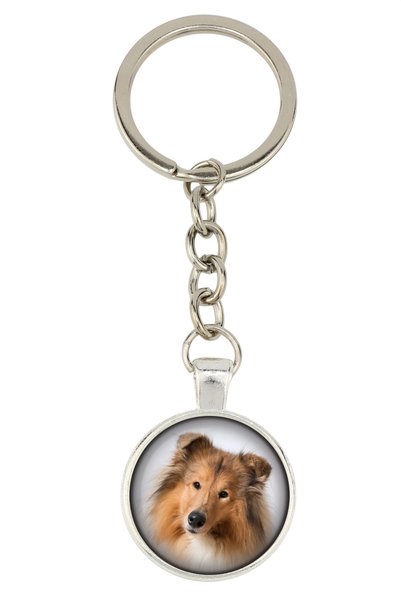 Art - Dog Collie Rough, Collie cu păr lung - breloc cu fotografia ta, decoraț...