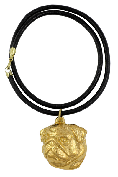 Art - Dog Pug II - colier cu un câine într-o cutie cadou, pandantiv placat cu...