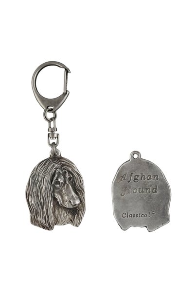 Art - Dog Ogar afgan, Tazi II - Breloc placat cu argint cu un câine într-o cu...