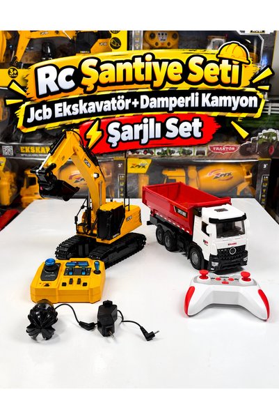Genel Markalar Uzaktan Kumandalı JCB Ekskavatör ve Kamyon Seti Şarjlı 2’li Set