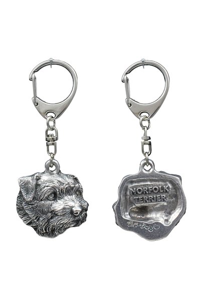 Art - Dog Norfolk Terrier - Breloc placat cu argint cu câine, decorațiune pen...