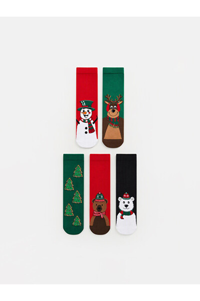 LC Waikiki I New Year's Themed Embroidered Boys' Socks 5-Piece Set from Freez...