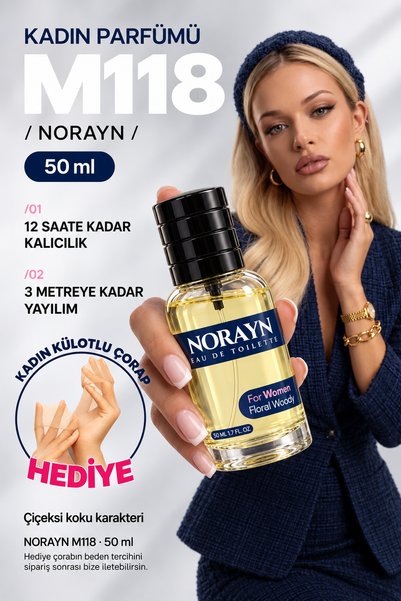 norayn M118 Kalıcı Kadın Parfüm 50 ml Yasemin Kokulu Parfüm Vanilya Beyaz Çiç...