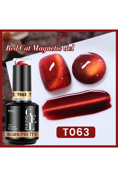 Born Pretty Red Cat Eye Gel/Kırmızı Kedi Gözü Kalıcı Oje(T063)-15ml