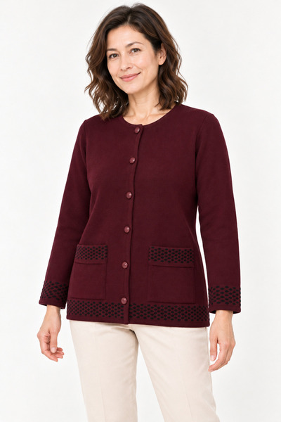 Mutlu City New Model Hattuş Yarn Knitwear Knitted Winter Mother Cardigan 7435