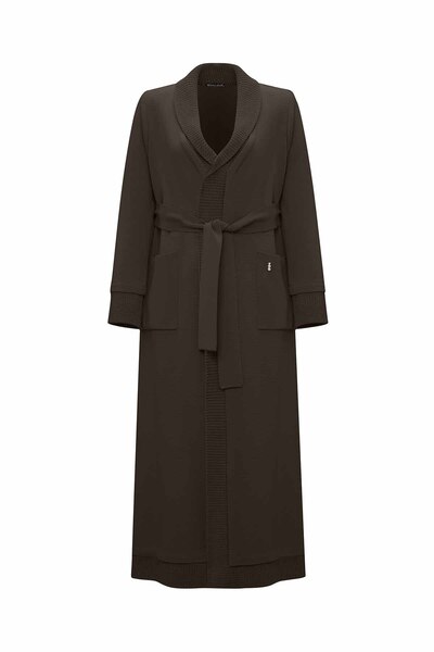 MISS DALIDA T26K-9006 Selanik Örgü Detaylı Düz Renk Hırka DARDO-TAUPE
