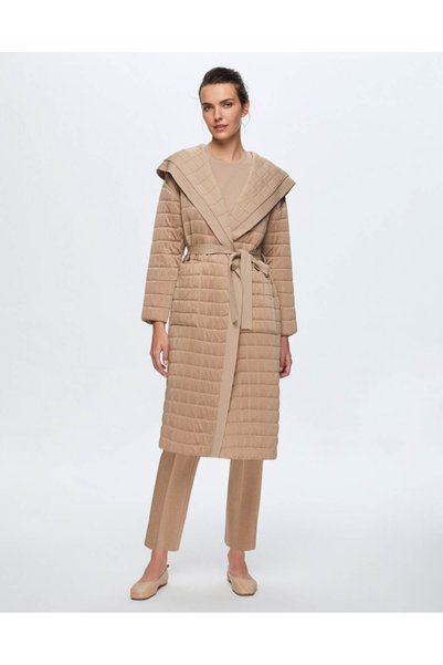 MISS DALIDA T24K-9026 Beli Kuşaklı Kapitone Hırka CORO-CAMEL