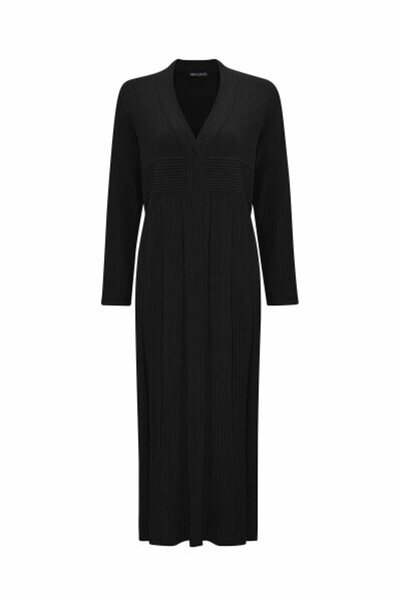 MISS DALIDA T25PF-9005 Fitilli Uzun Triko Hırka BLACK
