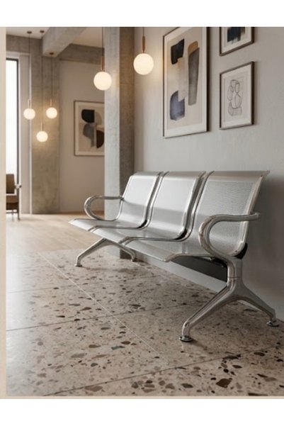 IN HOME STORE Modern Design 3 Seater Metal Waiting Chair